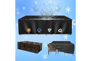 HOLEILUCK Funda Exterior Muebles Jardin 225x150x90cm Funda para Mesa Exterior Impermeable,Fundas Muebles Jardin Resistente Al Viento, Anti-UV, Tela Oxford