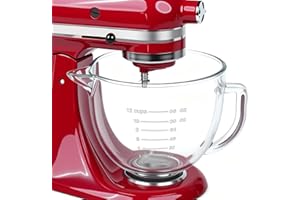 PQPO Boles de Batido de Cristal Compatibles con las Batidoras de pie Kitchen Aid de 4,5 Y 5 Cuartos, Permiten Colocarlos en el Microondas Y el Frigorífico