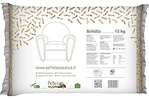 PELLET A CASA TUA Pellet SCHULTZ in sacchi da 15 KG – 100% Abete chiaro, certificato ENplus A1 e PEFC - Alto potere calorifico (70 sacchi da 15 kg)