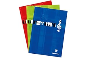 Clairefontaine - Rif. 6157C - Blocco musicale con rilegatura a testa (100 pagine) - Formato A4 (210 x 297 mm), carta pergamena spazzolata 90 g/m², 12 righi per pagina - Colore casuale