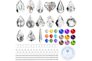 UMILKI Atrapasoles Cristal Colgante, DIY Bola de Cristal Prisma, 15 Colgante de Cristal Arcoíris con Cuentas/Cadenas/Anillos/Ganchos, Cristal Arcoíris para Ventana/Jardín/Habitación