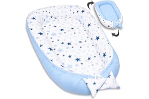 ‎PALULLI Palulli snuggle nest, 2-sided baby nest, cot bumper, travel cot, changing mat, cocoon for baby bed - 100% cotton Oeko Tex MilkyWay