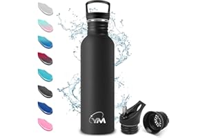 KollyKolla Gourde Inox 1L, Gourde en Acier Inoxydable, Réutilisables, Gourde Metal, Bouteille d'eau 1L avec Paille, Écologique Gourde Sport, Étanche, sans BPA, pour Enfant, Adulte, Sport, Gym, Voyage