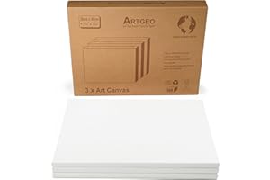 Artgeo FSC Stretched Art Canvas 30 x 40cm, Pack of 3, 100% Plastic Free Packaging