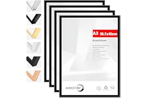 HIMEETIME® 4x Marco de fotos A3 29.7x42cm Aluminio Negro marcos cuadros，Para Decoración de Pared y Decoración Hogar marco A3 Grandes para Pósters