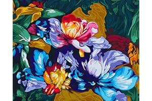TISHIRON Flowers Paint by Numbers for Adults, Painting by Numbers Kit with Brushes Acrylic Pigment, Clematis Beauty DIY Adults Paint by Numbers 16X20 Inch Acrylic DIY Oil Painting Frameless