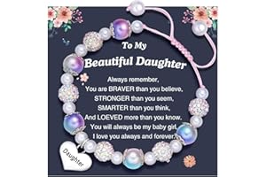 RIXERKOC Bracciale di perle e strass rosa per ragazze nipote nipote sorella maggiore dolce cuore braccialetto fascino Compleanno Natale Pasqua Regali