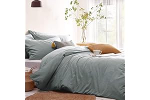 Lanqinglv Komplet pościeli z mikrofibry, 200 x 200 cm, niebiesko-szara, jednokolorowa, podwójna poszwa na kołdrę z zamkiem błyskawicznym i 2 poszewki na poduszkę 80 x 80 cm, romantyczna i elegancka