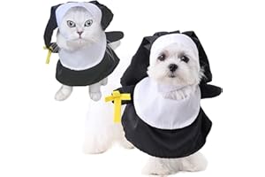 DUUCLUME Disfraz para mascotas, divertido disfraz de monja con sombrero, lindo traje para mascotas, perro, gato, traje para Halloween, Navidad, vacaciones, disfraces, cosplay, camisas, ropa uniforme