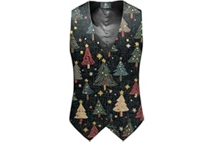 GENERIC Well-Made Men's Xmas Waistcoat With A Stylish Pattern, Ideal For Creating A Polished Look With Your Christmas Suit Jacket And Trousers