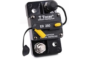 T Tocas ​Heavy Duty M10 Bolzen 250A Sicherungsautomat mit manuellem Rücksetzen 12V-48V | UL-zertifiziert | Schutzschalter wasserdicht IP67 | DC Sicherungshalter Circuit Breaker 250 Amp