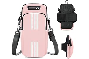 QIUPFGUT Armband Armtasche, Sport Laufen Doppel Reißverschluss Sportarmband, Leichtes Armband-Bügel-Halter-Beutel, Bequeme Handy-Armband-Hülle, Sport-Handy-Armband-Halter-Bügel, Radfahren Armtasche (Rosa)