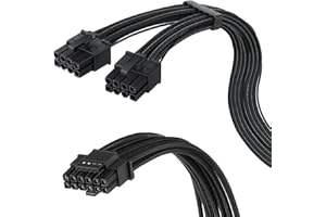 Enhon Adaptateur de Câble GPU 600W PCIe 5.0 12VHPWR avec Un Connecteur 12+4 Pin, Câble d'alimentation de 40 cm Convient aux Alimentations de Type-4-Via Deux Connecteurs PCIe 8 Pin, Noir