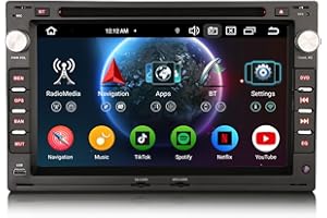 Erisin 8-Core 4GO+64GO Android 14 DVD Autoradio GPS pour VW Passat Golf 4 Sharan Polo Lupo T5 Multivan Skoda Octavia Seat Ibiza 6L 7" Bluetooth 5.0 sans Fil CarPlay Android Auto Dab+ DSP WiFi Canbus