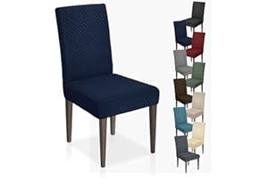 MAXIJIN Coprisedie con Schienale 6 pezzi in Jacquard, Elasticizzato Lavabile Fodera per Sedia, Moderno Coprisedia per Soggiorno Cucina Hotel Ristorante (Blu Navy, 6)