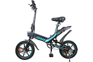 HBFTXRIDE Bicicleta Eléctrica Plegable, 14 Pulgadas para Adulto, Velocidad Máxima 25 km/h, 36 V, 10,4 Ah, Batería de Litio, Hasta 30-45 km de Autonomía