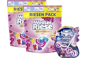 ‎WEIßER RIESE Weißer Riese Color Trio-Caps A-Th. Orchidee & Macadamiaöl (1x 120 WL), Color Waschmittel mit Good Mood-Duft & WC FRISCH Spa Momente Harmonie (1x 50g), langanhaltendes Dufterlebnis