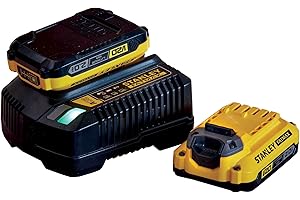 STANLEY - FATMAX STANLEY FATMAX SFMCB12D2 QW Paquete de 2 baterías V20 18V li-ion 2AH y cargador V20 li-ion 18V 2A