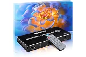 BOLAAZUL 2x2 Video Wall Controller 4K, HDMI Video Wall Processor with 180° Rotation Screen Splicing 1080P, 1x1, 1x2, 1x3, 1x4, 2x2, 4x1, 3x1, 2x1 Multi Video Image Screen