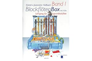 Verlag Acanthus Music BLOCKFL–TENBOX Band 1 mit 2 CDs – Sopranblockflötenlehrgang für Kinder von Daniel Hellbach – überarbeitete und verbesserte Neuauflage – mit bunter herzförmiger Notenklammer