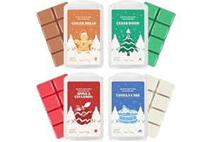 SCENTORINI Set Regalo Natalizio di Profumata, Cera profumata 100% Cera di Soia Cubi di Cera Profumati, Mela e Cannella, Legno di cCedro, Pan di Zenzero,4pz