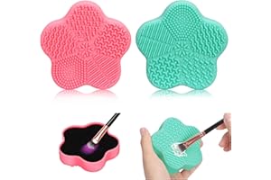Unaone Pinsel Reinigungspad 2 Stücke,2 in 1 Make-up Pinsel Reiniger,Silikon Pinselreiniger Gesichtsreinigungsbürsten,Handmatten Wäscher,Pinsel-Reinigung Brush Cleaner für Farbenwechsel,Reinigung,Blume