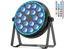 FODEXAZY Projecteur scénique RGBW 4-en-1, 80W PAR avec bande halo RGB, activation DMX512/sonore/télécommande, 18+29 LEDs lumières de fête idéales pour Halloween/concerts/soirées DJ/scènes de spectacle