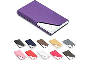 Waylipun porta biglietti da visita, Porta biglietti da visita Professionale in pelle PU, Porta Biglietti da Credito in Acciaio Inox con fibbia magnetica per Uomini e Donne (Viola)