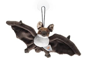 Uni-Toys - Pipistrello, piccolo – marrone-bianco – con ventosa – 23 cm (larghezza) – peluche, peluche
