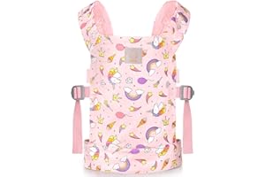 GAGAKU Baby Doll Carrier with Adjustable Straps, Kids Accessories - Pink (Stars)