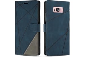 SONWO Case for Samsung Galaxy S8, Premium PU Leather Flip Wallet Case Cover with Magnetic Closure and Card Slots, Phone Case for Galaxy S8, Blue