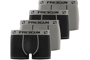 FREEGUN Boxer Enfant Coton, Caleçon Garçon, Confortable et Doux (Lot de 4)