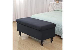 Highdi Stretch Ottoman Cover Rectangle, Soft Elastic Ottoman Slipcover Folding Ottoman Storage Bench Covers Washable Footstool Protector Covers for Living Room (45-75cm,Black)