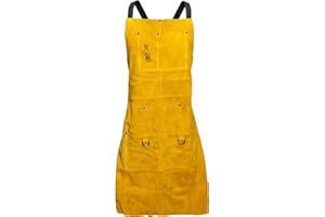 SADISRLS Grembiule da Saldatore Professionale 60x90cm in Pelle Crosta Bovina con 5 Tasche, Ideale per Lavoro, Alta resistenza