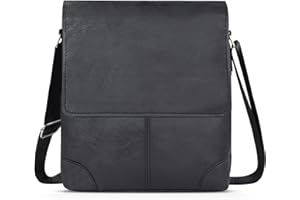 AfitLulu Borsa a tracolla da uomo con 4 tasche con patta e tracolla regolabile, in ecopelle con chiusura lampo e magnetico, adatta per il lavoro e il tempo libero