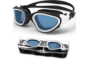 HOTSRACE Gafas de natación polarizadas Anti-vaho Protección UV Impermeable, Gafas Natación visión Clara fáciles de Ajustar para Hombres, Mujeres, Adultos y Adolescentes
