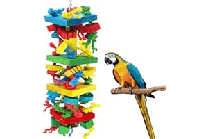 JIJIZHAZHA Bird Parrot Chewing Toys，Multicolored Natural Wooden Blocks Tearing Toys for Chewing,Climbing, Unraveling and Preening,Best Bird Toys for African Grey Parrot 、Macaws、Cockatoos and Amazon Parrots