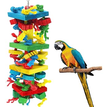 Bird Parrot Chewing Toys，Multicolored Natural Wooden Blocks Tearing Toys for Chewing,Climbing, Unraveling and Preening,Best B