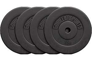 GORILLA SPORTS® Disque Musculation - Simple 1,25-15kg / Jeu 27,5-30 kg, Réglable, Ciment, Plastique, Ø 31 mm, Noir - Set de Poids, Matériel de Musculation, Sport Maison, Fitness