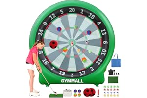 GYMMALL Giant Dart Board Inflatable with Pump, Outdoor and Indoor Soccer Sport Kick Dartboard for Kids and Adults, Waterproof Darts Board Yard Game with 20 Golf Balls, 4 Sticky Balls, 2 Soccer