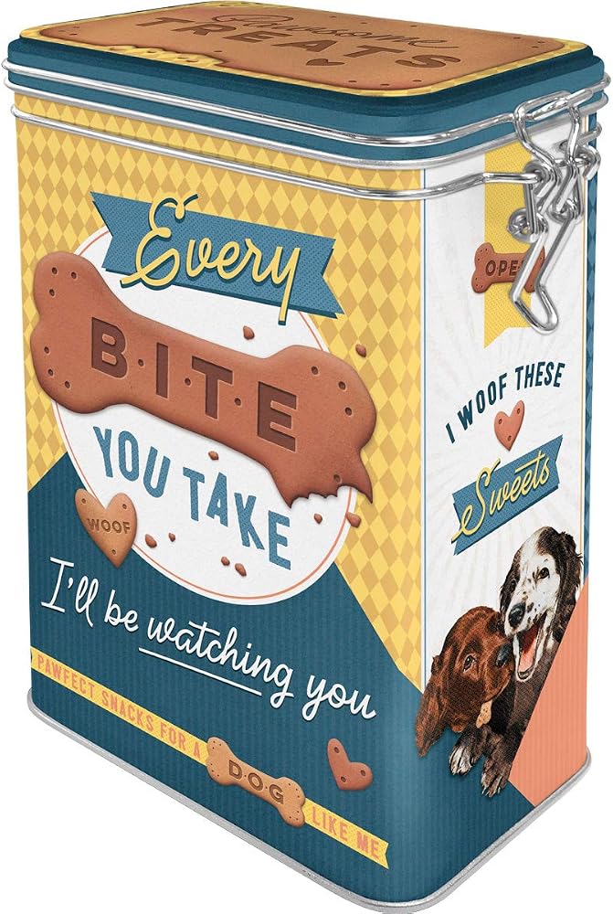 Nostalgic-Art Retro aroma kutusu, 1,3 l, Every Bite You Take Dog Treats – Köpek sahipleri için hediye fikri, aroma kapaklı lezzetli kutu, vintage tasarım