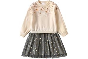 VIKITA Niñas Vestidos Algodón Suéter de Manga Larga Vestido Invierno 2-8 Years