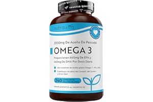 Nutravita Omega 3 2000mg, con 660mg EPA y 440mg DHA, 240 Cápsulas Blandas para 4 Meses - Corazòn, Función Cerebral y Visiòn (EFSA) Omega 3 Capsulas Suplementos para Hombres y Mujeres