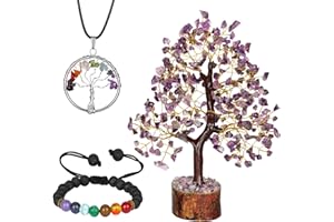 NARIBABU Amethyst Crystal Tree - Bonsai Crystal Tree - Meditation Gifts For Women - Crystal Decor - Gemstone Trees - Ornament Tree - Feng Shui Crystals And Stones - Gemstone Tree Life