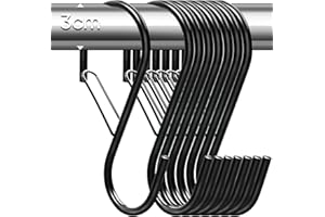 GICARE Crochet S, 16 Pièces10 cm S Crochets en Métal, pour accrocher avec boucle de sécurité Multi-usages pour Cuisine Salle de Bain Bureau Cuisine Salle de Bains Jardin Armoire (noir)
