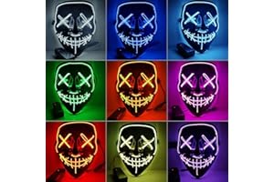 Kayan Halloween Mask, LED Purge Mask, LED Light up Mask, Scary mask, for Festival Cosplay Halloween Costume Masquerade, Parties, Carnival, Gift
