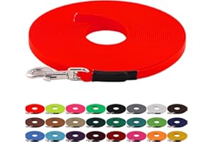 BioThane Recall Lead For Dogs 15-25 kg, 13 mm Wide, Without Hand Loop, Up To 30 Metres, Stitched, Available In Many Colours, 12 m, neon orange