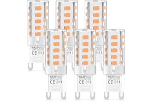 WAXP G9 LED Bulbs Warm White 4W, 3000K, Equivalent 40W G9 Halogen Light Bulbs, No Flickering, Non-Dimmable, 6 Pack