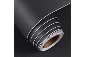 FunStick Papier Adhésif Pour Meuble Papier Peint Charbonné Noir Épais Meuble Autocollant Papier Peint Pour Chambre à Coucher Papier Noir Mat Pour Armoires Étagères Murs Imperméable Amovible 40CM x 2M
