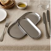 Kitchen Line G&uuml;m&uuml;ş Renk Metal Sunum-İkram Tabağı, Paslanmaz &Ccedil;elik, 2'li Set